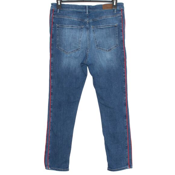 Express Womens Jeans Ankle Legging High Rise Jegging Stripe Blue Red Size 12 KM - Picture 5 of 5